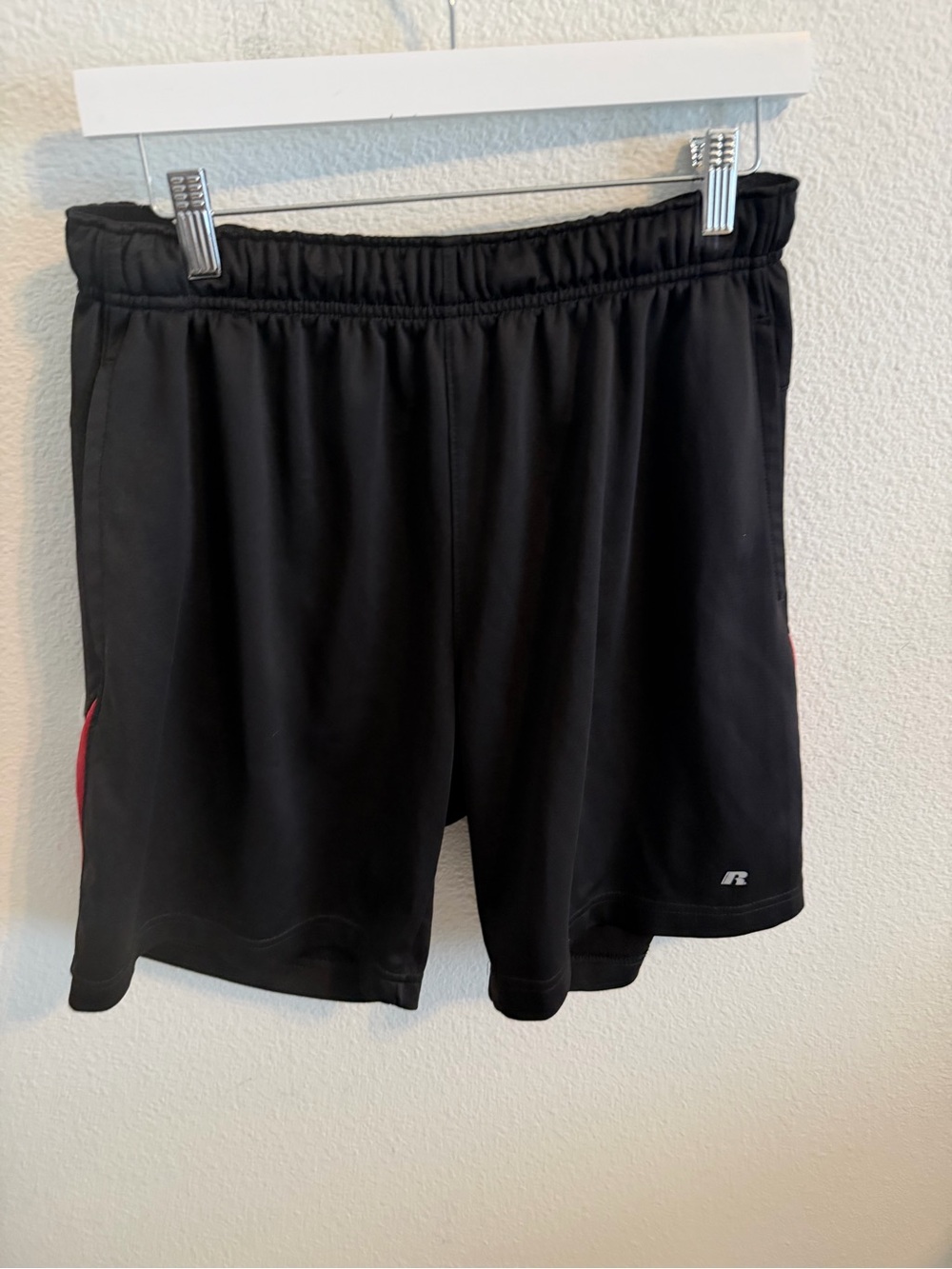 Russ Black Athletic Shorts with Red Accent
